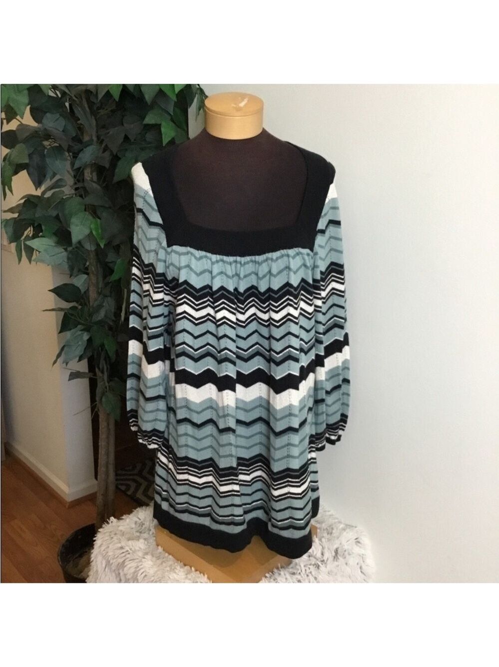 Apt 9 pullover squareneck lightweight sweater Women’s size 1X zig zag